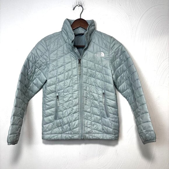 The North Face Thermoball Eco Jacket Light Blue Quilted Puffer Long Sleeve Girls - Picture 1 of 8